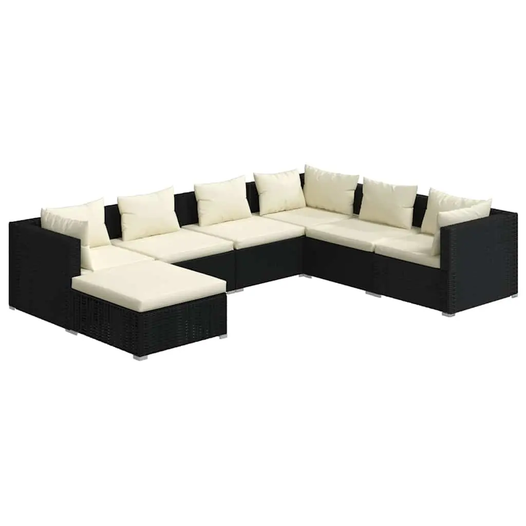 7 Piece Poly Rattan Garden Lounge Set Outdoor Patio Furniture with Cushions