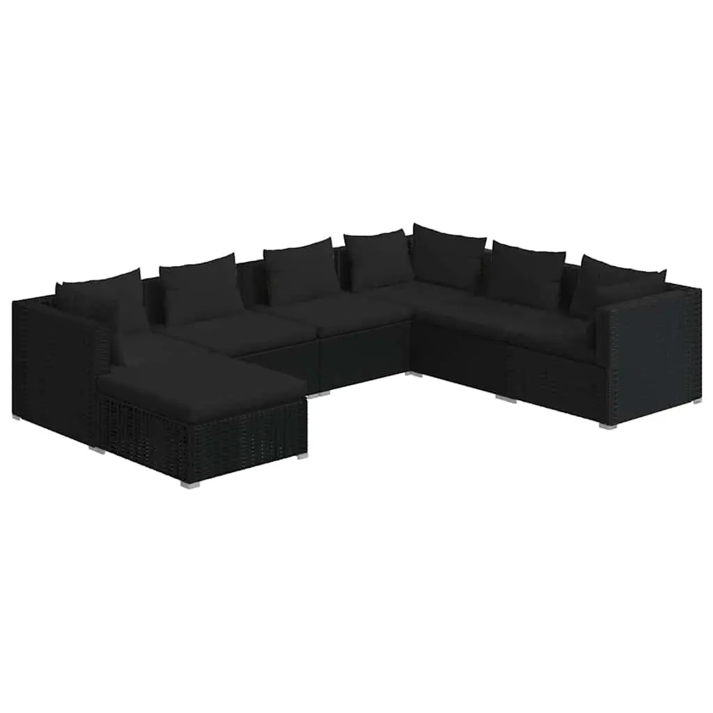 7 Piece Poly Rattan Garden Lounge Set Outdoor Furniture with Cushions Black