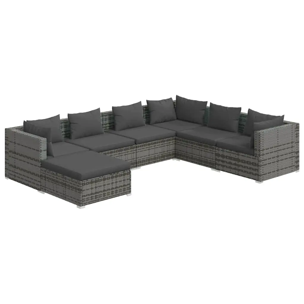 7 Piece Garden Lounge Set Modular Outdoor Furniture Poly Rattan with Cushions