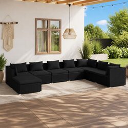 8 Piece Poly Rattan Garden Lounge Set Black Outdoor Furniture with Cushions
