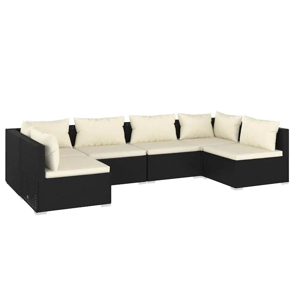 6-Piece Garden Lounge Set with Cushions Outdoor Patio Poly Rattan Furniture