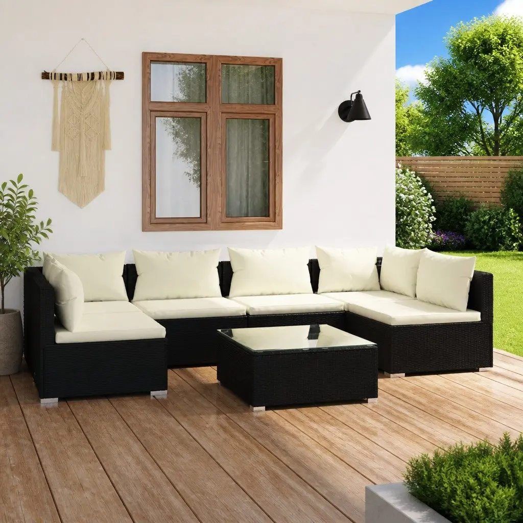 7 Piece Garden Lounge Set Outdoor Furniture Poly Rattan Modular Patio Sofa with