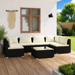 7 Piece Garden Lounge Set Outdoor Furniture Poly Rattan Modular Patio Sofa with