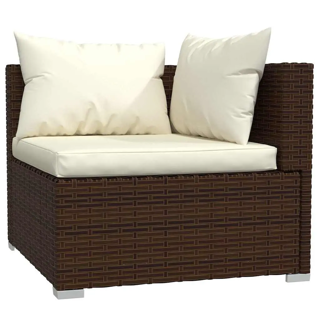 7 Piece Poly Rattan Garden Lounge Set Outdoor Furniture with Cushions Brown