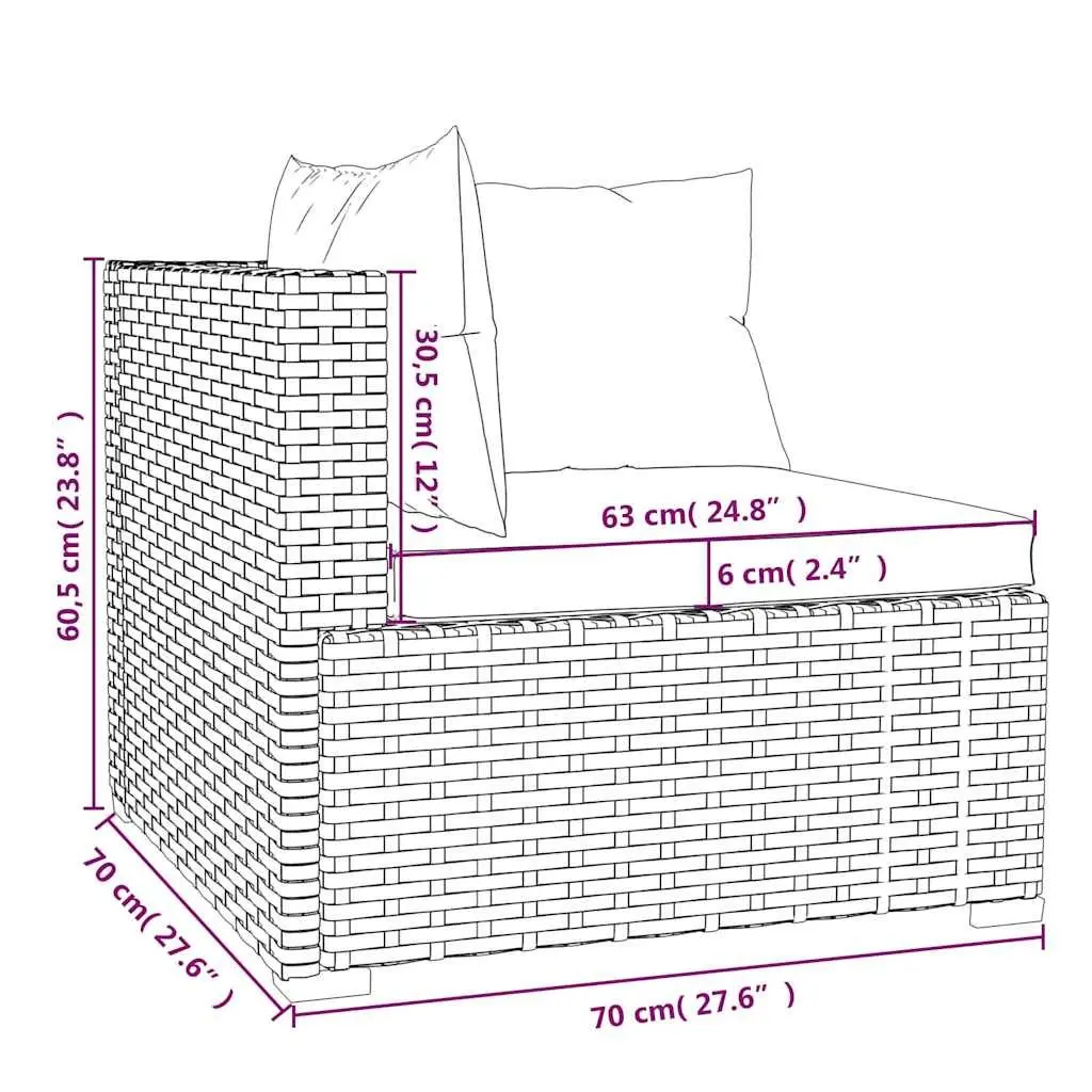 7 Piece Poly Rattan Garden Lounge Set Outdoor Furniture with Cushions Brown