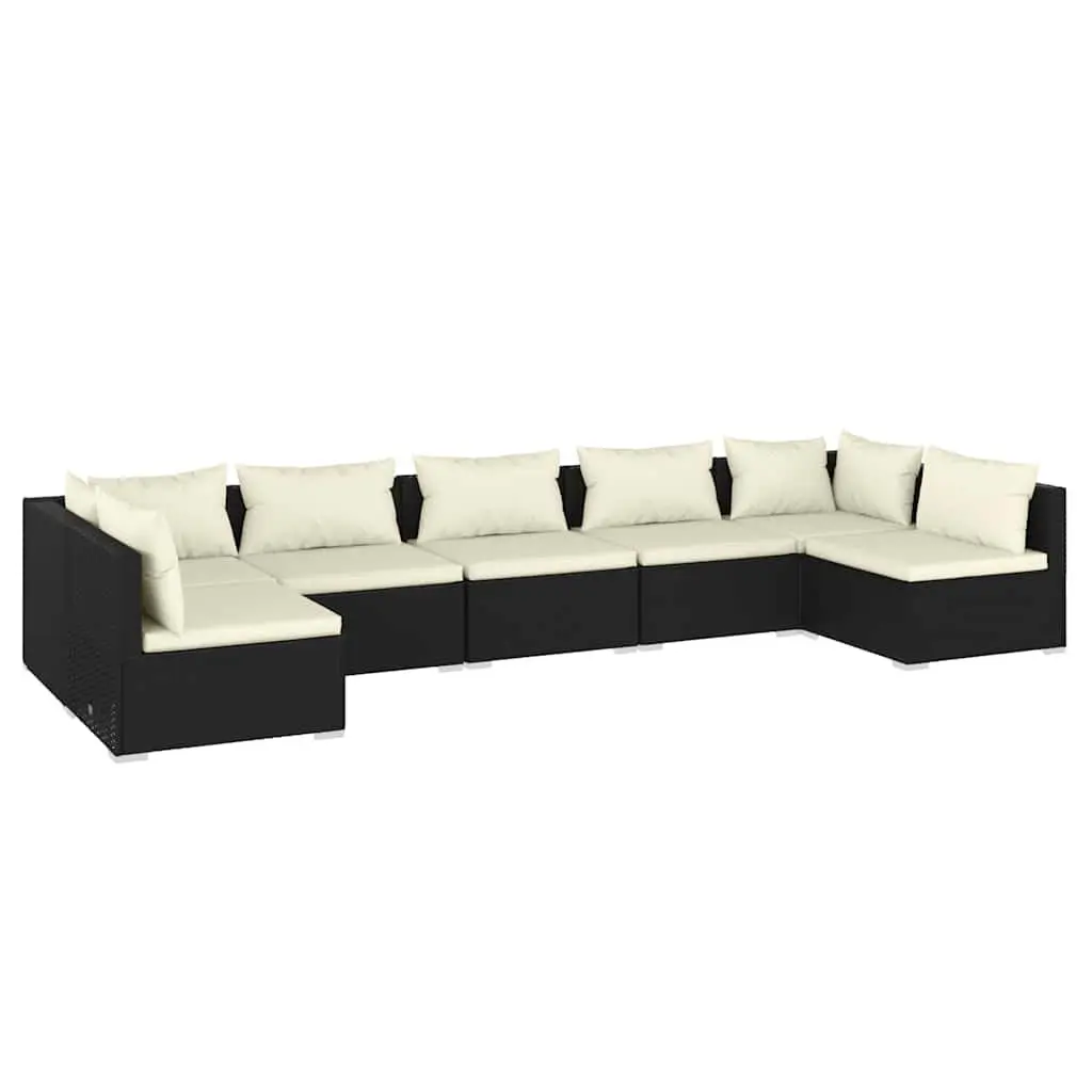 7 Piece Garden Lounge Set Outdoor Patio Furniture Poly Rattan with Cushions