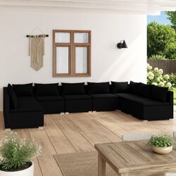 Garden Lounge Set 9 Piece Outdoor Patio Furniture Poly Rattan Black with