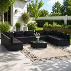 10 Piece Garden Lounge Set Poly Rattan Outdoor Furniture Patio Modular Seating
