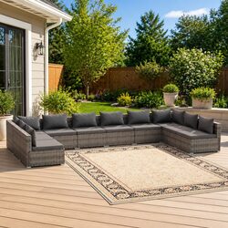 Garden Lounge Set 10 Piece Outdoor Furniture Poly Rattan Modular Sofa with