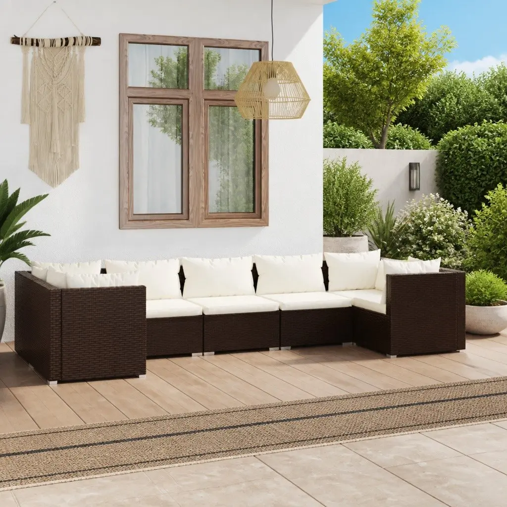 7 Piece Garden Lounge Set Poly Rattan Outdoor Furniture Modular Patio Sofa with