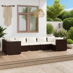 7 Piece Garden Lounge Set Poly Rattan Outdoor Furniture Modular Patio Sofa with
