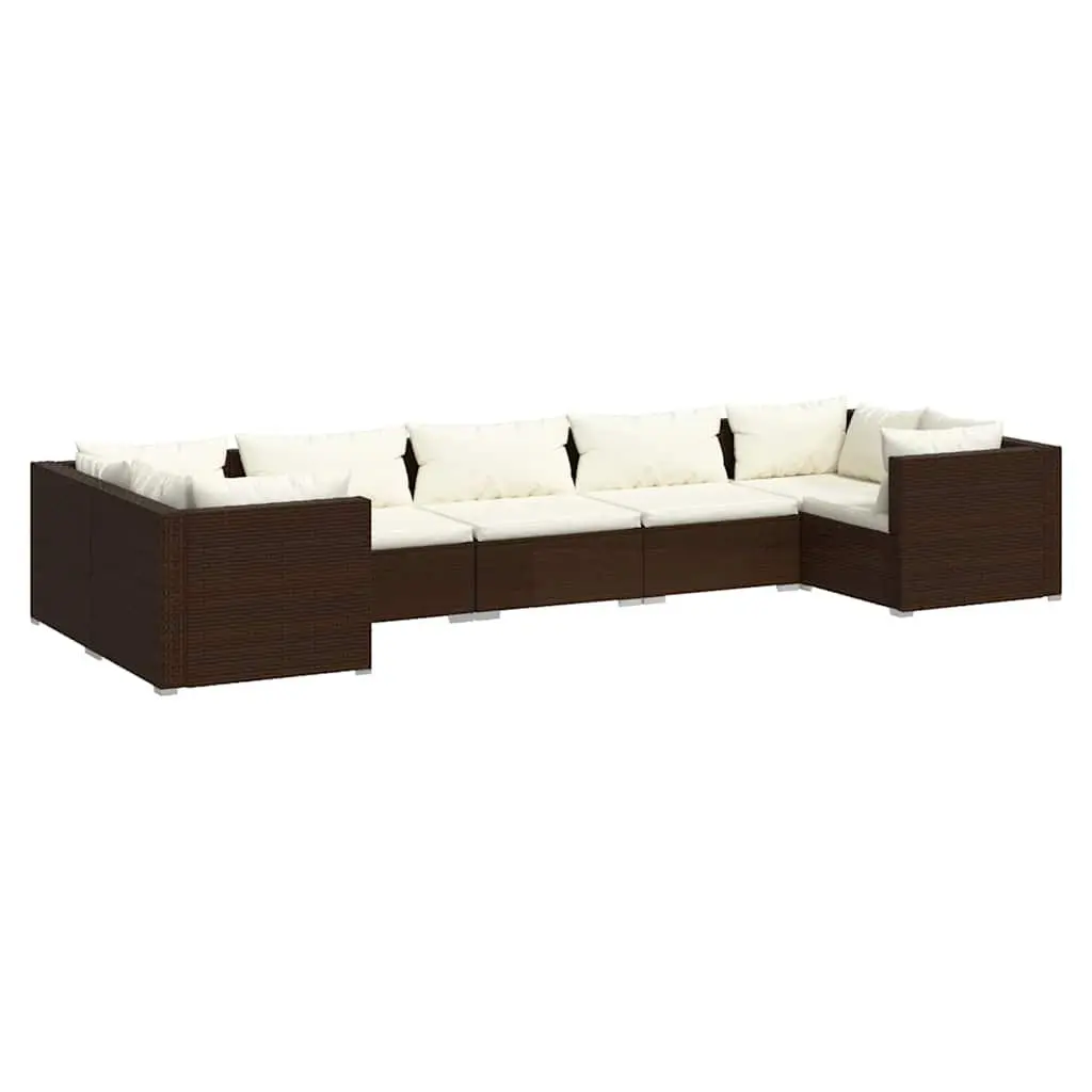 7 Piece Garden Lounge Set Poly Rattan Outdoor Furniture Modular Patio Sofa with