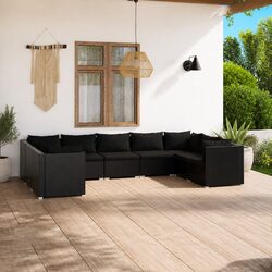 9 Piece Poly Rattan Garden Lounge Set with Cushions Modular Outdoor Furniture