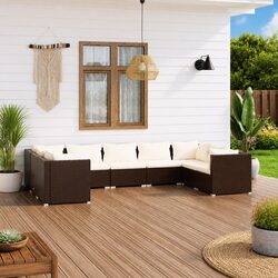 Outdoor Garden Lounge Set 9 Piece Poly Rattan Modular Patio Furniture with