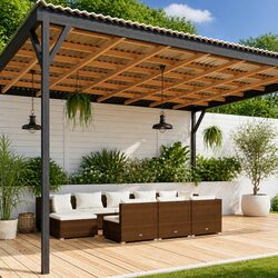 Garden Lounge Set 10 Piece Brown Poly Rattan Outdoor Furniture with Cushions