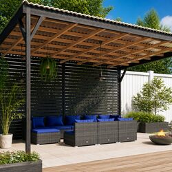 Garden Lounge Set 10 Piece Outdoor Patio Furniture Grey Rattan with Cushions
