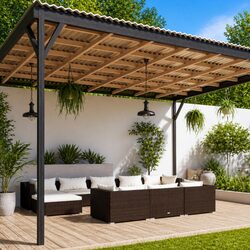 Garden Lounge Set 10 Piece Outdoor Patio Furniture Brown Poly Rattan Modular
