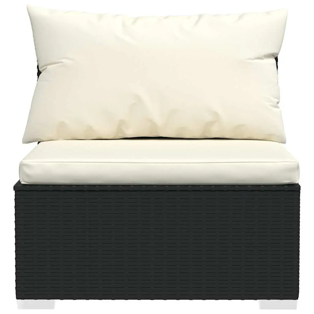 Garden Lounge Set 11 Piece Outdoor Furniture Black Poly Rattan Modular Sofa