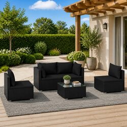 Garden Lounge Set 5 Piece Outdoor Furniture Patio Sofa with Cushions Black