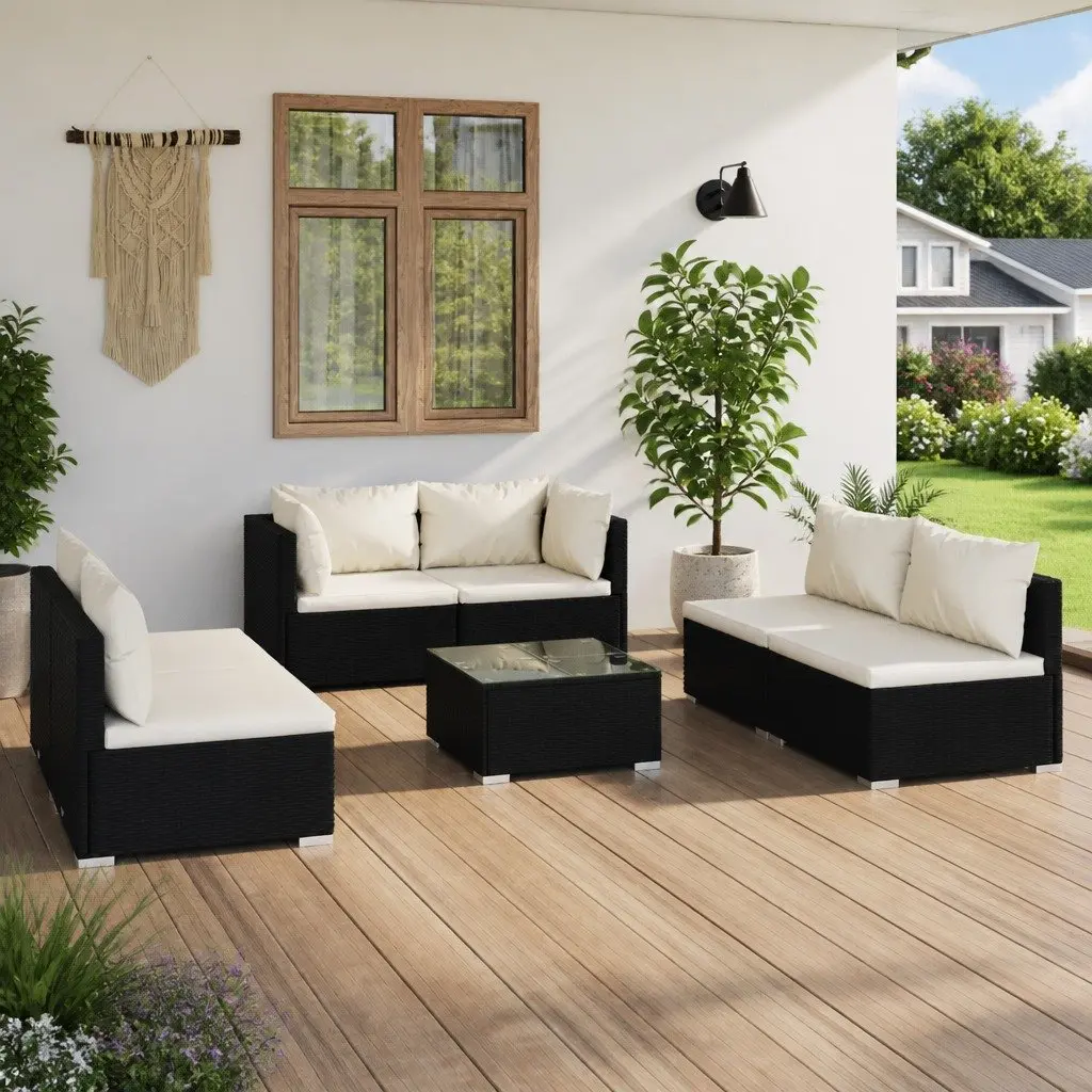 7 Piece Garden Lounge Set Outdoor Patio Furniture Poly Rattan Sofa with