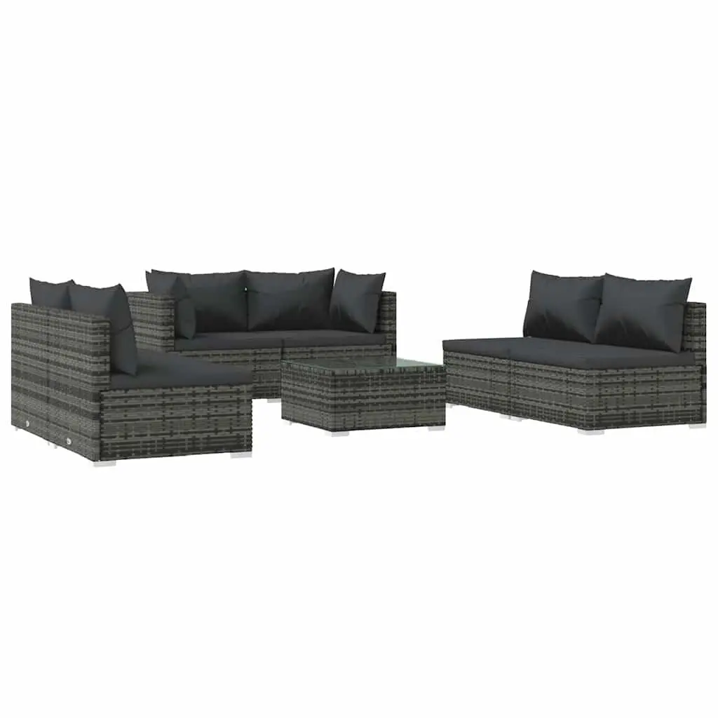 7 Piece Garden Lounge Set Outdoor Patio Furniture Poly Rattan with Cushions Grey