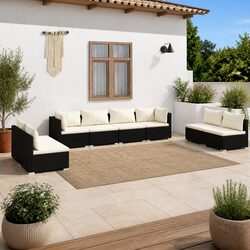 Garden Lounge Set 8 Piece Outdoor Patio Furniture PE Rattan Modular Black