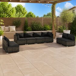 Garden Lounge Set 8 Piece Outdoor Patio Furniture Grey Modular Sofa Cushions