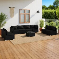 Garden Lounge Set 9 Piece Outdoor Patio Furniture Modular Sofa with Cushions