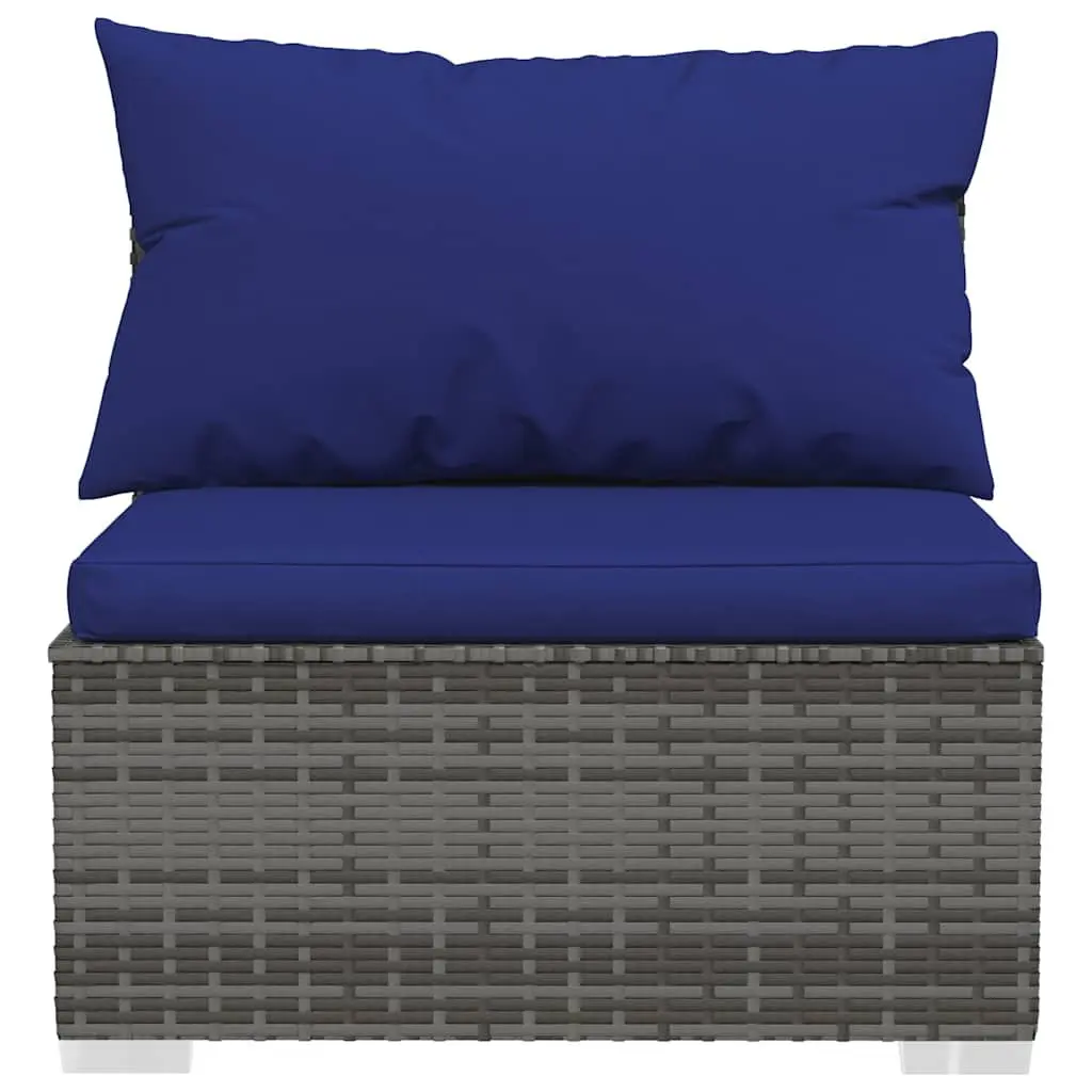 7 Piece Garden Lounge Set Grey Poly Rattan Outdoor Patio Furniture with Cushions