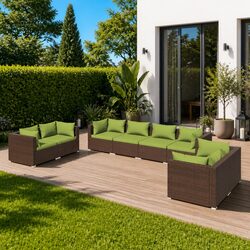 Garden Lounge Set 8 Piece Outdoor Patio Furniture Brown PE Rattan Modular Sofa