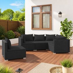 Garden Lounge Set 5 Piece Outdoor Patio Furniture Black Modular Sofa with