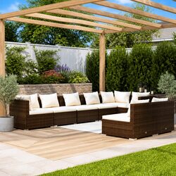 Garden Lounge Set 8 Piece Outdoor Furniture Poly Rattan Brown Modular Sofa