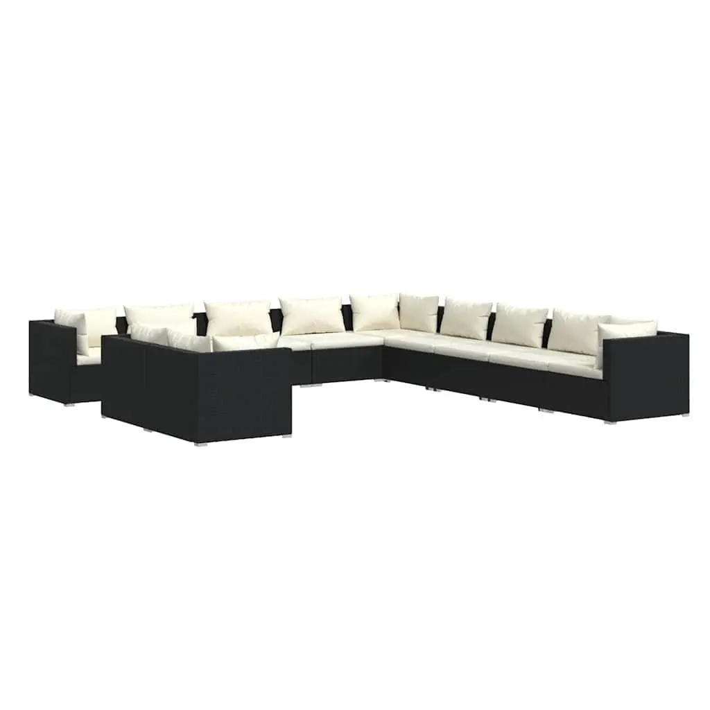 11 Piece Outdoor Garden Lounge Set Modular Poly Rattan Patio Sofa with Cushions