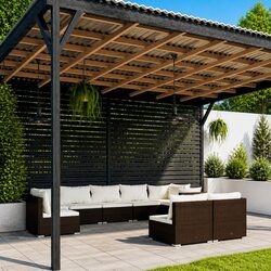 Outdoor Garden Lounge Set 9 Piece Poly Rattan Patio Furniture with Cushions