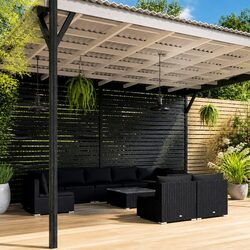 Garden Lounge Set 10 Piece Poly Rattan Outdoor Furniture with Cushions Black
