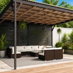 Garden Lounge Set 10 Piece Poly Rattan Outdoor Furniture Brown Modular Patio