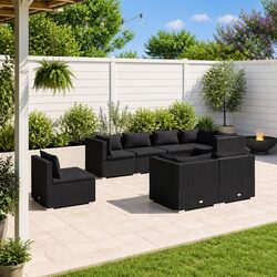 Garden Lounge Set 8 Piece Poly Rattan Outdoor Furniture Modular Patio Sofa with