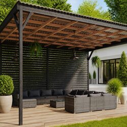 Garden Lounge Set 13 Piece Poly Rattan Outdoor Furniture Grey with Cushions