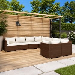 8 Piece Garden Lounge Set with Cushions Poly Rattan Patio Furniture Outdoor