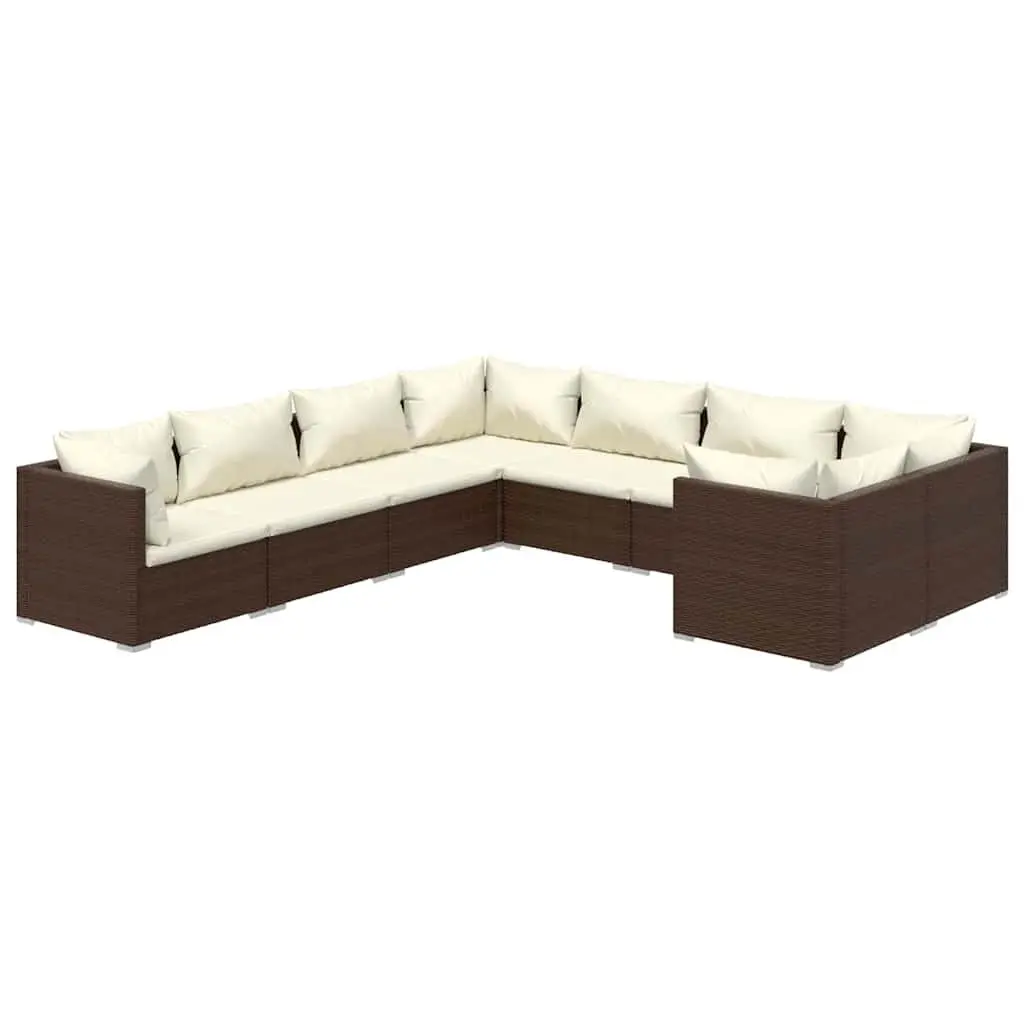 8 Piece Garden Lounge Set with Cushions Poly Rattan Patio Furniture Outdoor