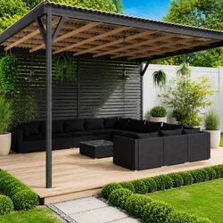 Garden Lounge Set 12 Piece Outdoor Patio Furniture Poly Rattan Black with