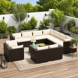 12 Piece Garden Lounge Set Outdoor Patio Furniture Poly Rattan Black with