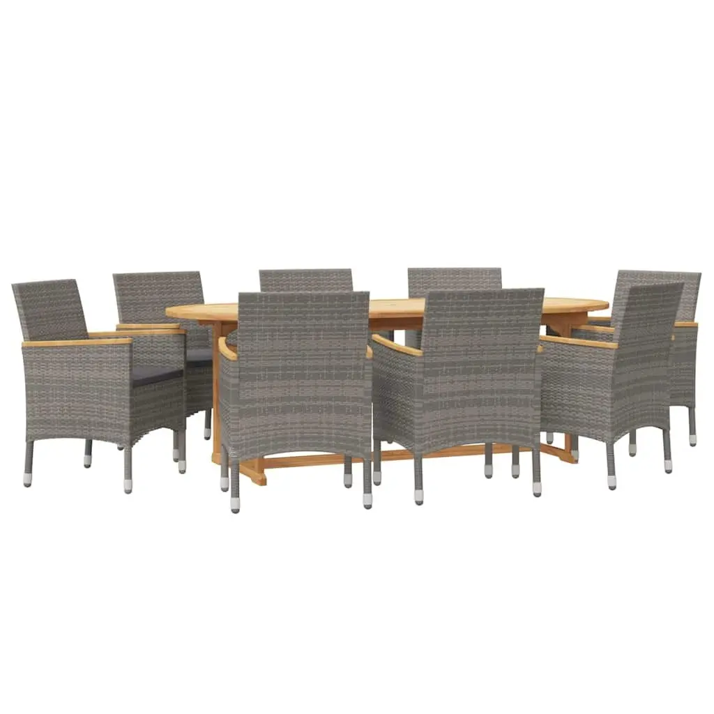 Garden Dining Set 9 Piece Outdoor Furniture Acacia Wood Grey
