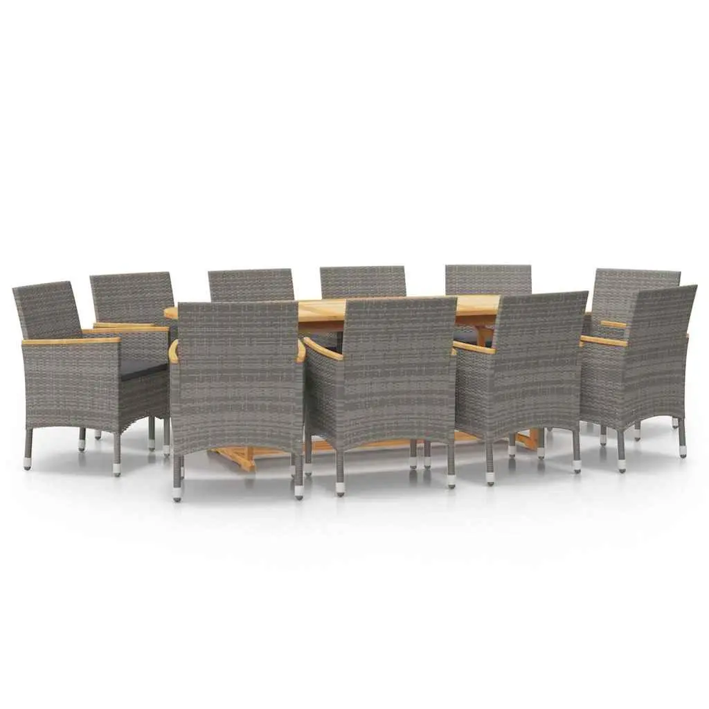 Garden Dining Set 11 Piece Acacia Wood Outdoor Furniture Patio Chairs Table Grey