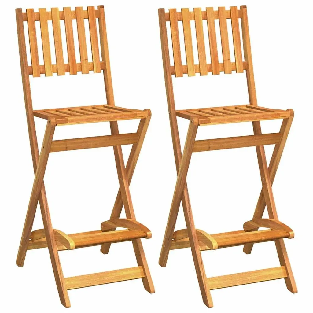 Outdoor Bar Set Solid Acacia Wood 3 Piece Foldable Brown Patio Garden Furniture