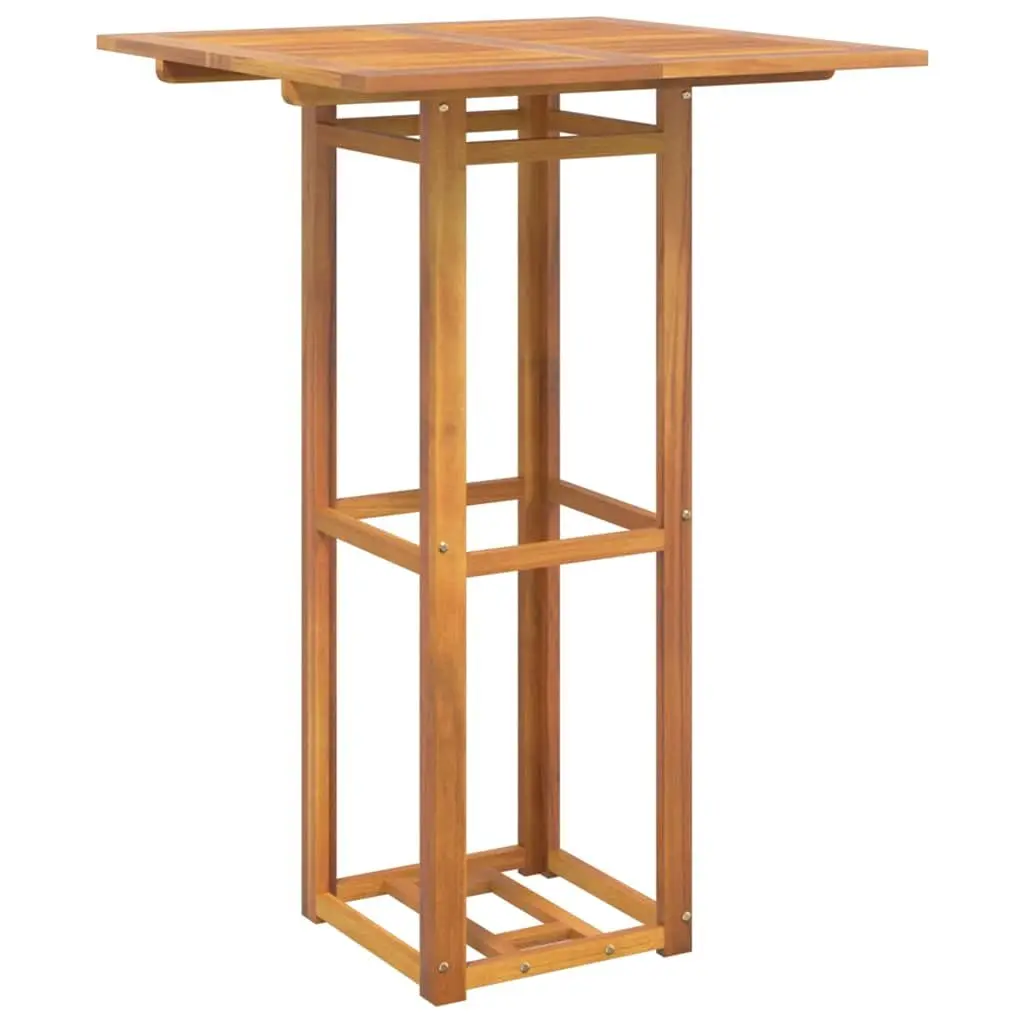 Outdoor Bar Set Solid Acacia Wood 3 Piece Foldable Brown Patio Garden Furniture