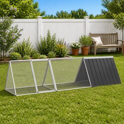 Rabbit Cage Hutch Anthracite Galvanised Steel Outdoor Small Animal Enclosure