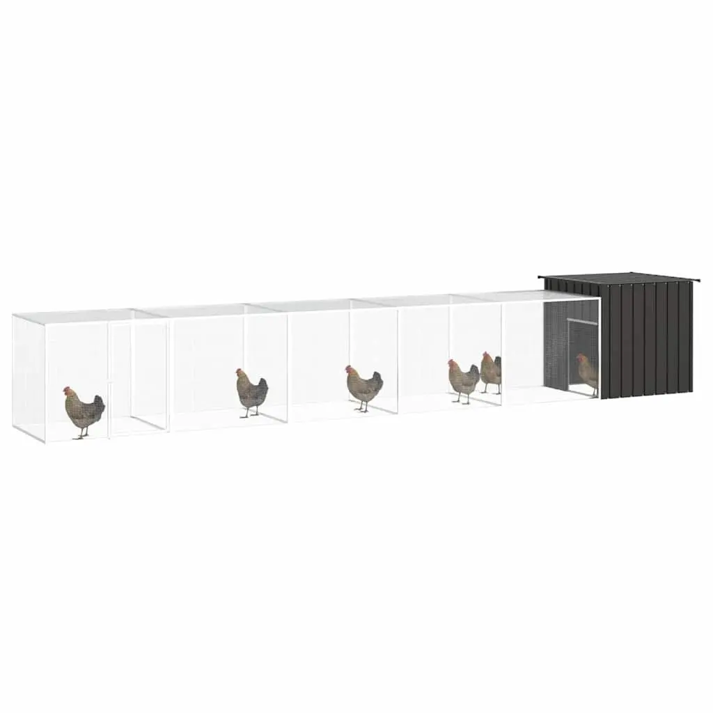 Chicken Cage Galvanised Steel Small Animal Habitat Coop Run 600x91x100cm Anthracite