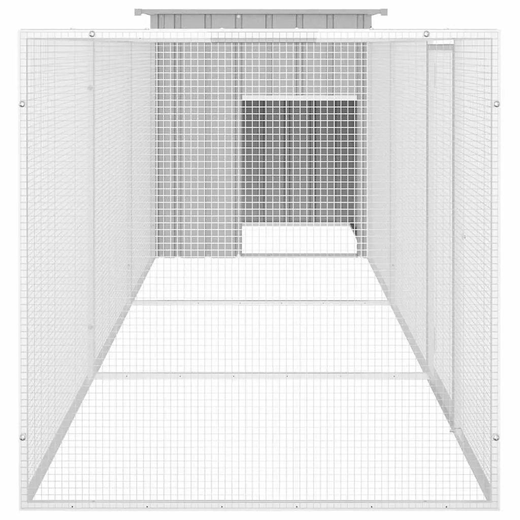 Chicken Cage Galvanised Steel 400x91x100 cm Grey Outdoor Coop