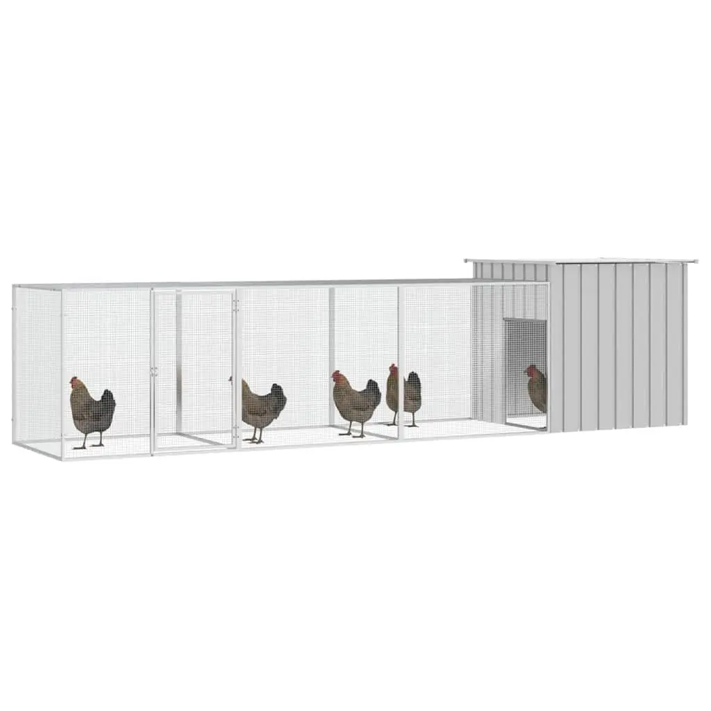 Chicken Cage Galvanised Steel 400x91x100 cm Grey Outdoor Coop